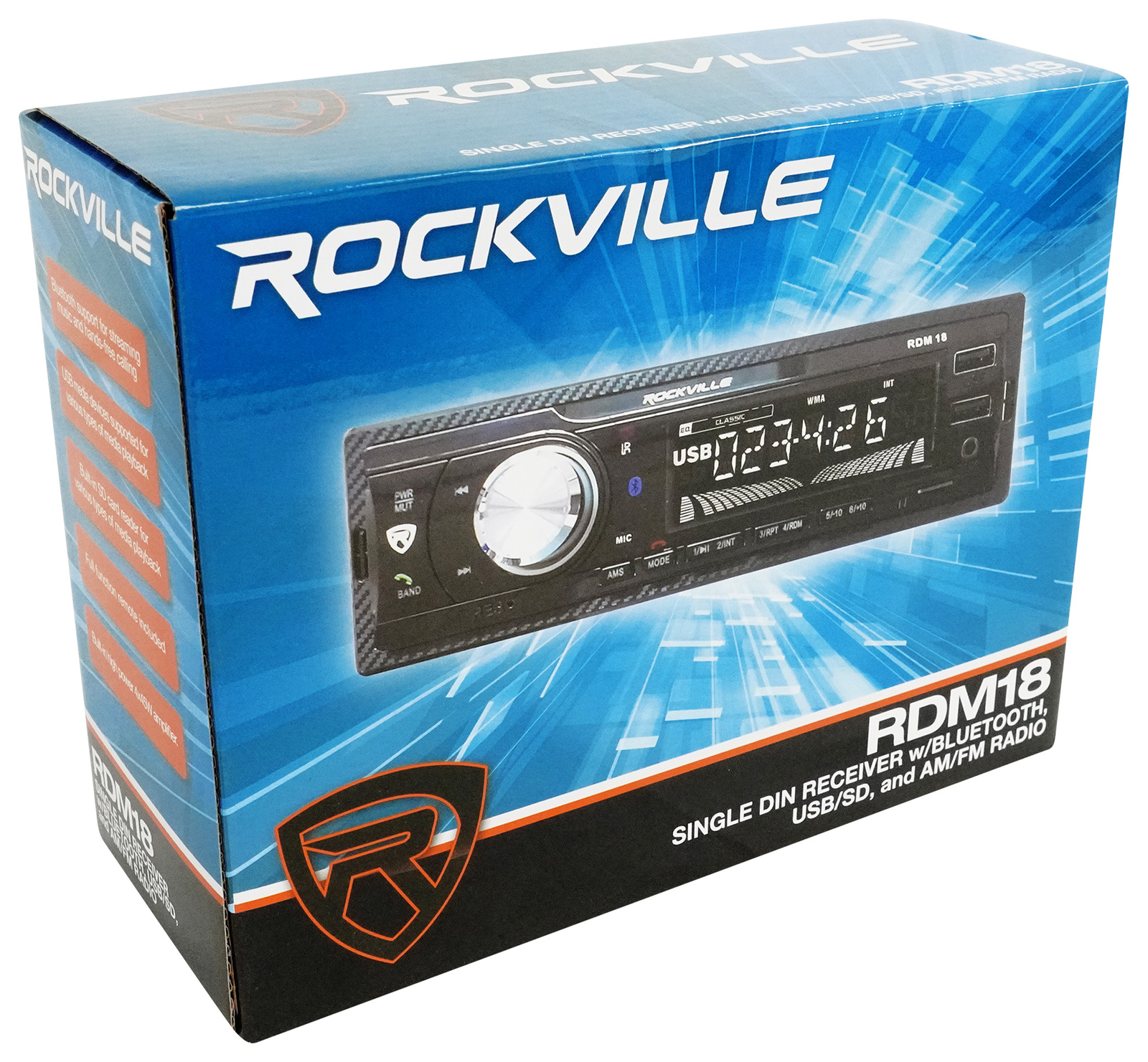 Rockville RDM18 In-Dash Car Digital Media Bluetooth AM/FM/MP3 USB/SD Receiver
