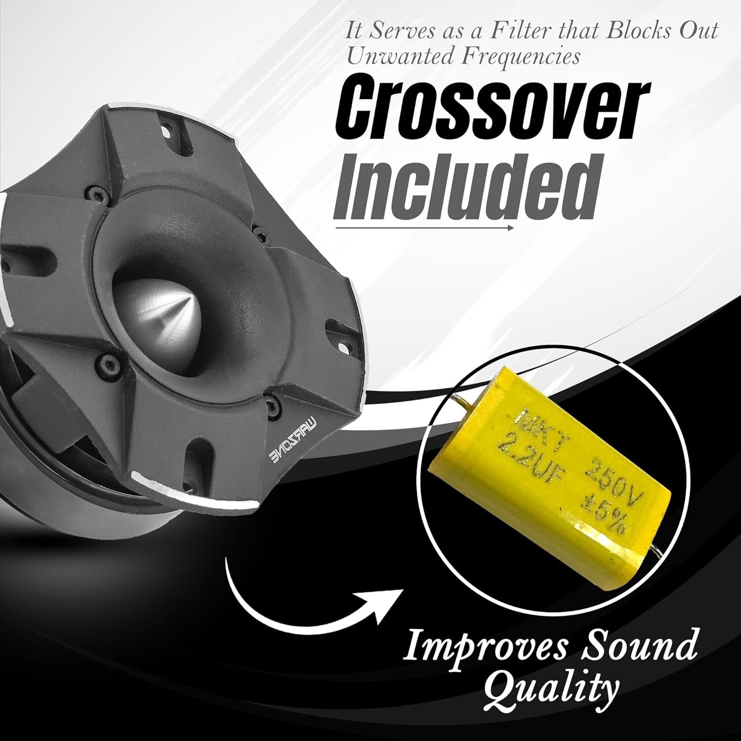 1X WARZONE Super Tweeter Speaker, 4Ohm, 1800W Power, 103dB, Titanium Diaphragm