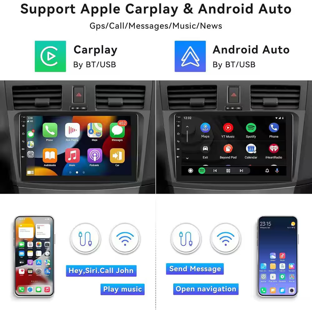 13 Car Stereo for Mazda 3 2009-2013 with Wireless Android Auto 9 In. Touch Scree