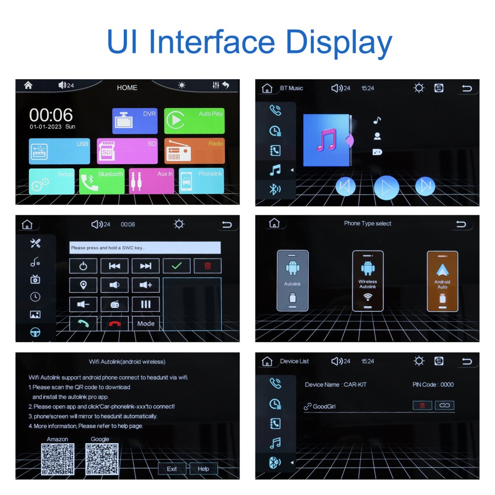 Single 1Din Touch Screen Rotatable MP5 Carplay Android auto Car Stereo Radio BT