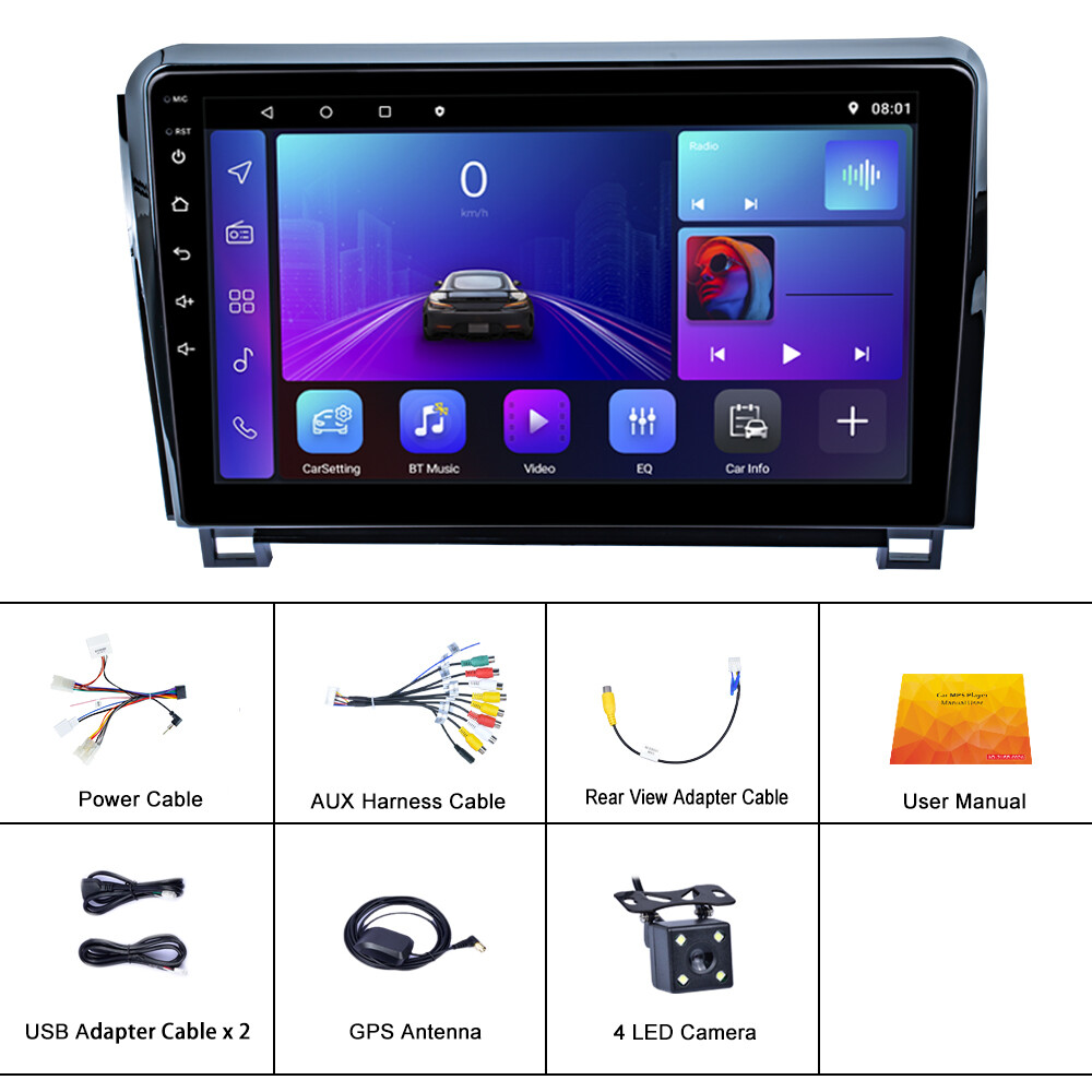 For Toyota Tundra 07-13 Sequoia 08-19 Carplay Car Stereo GPS Navi FM Radio +Cam