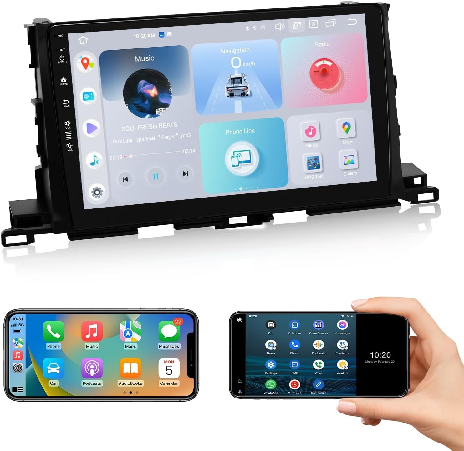 Roadanvi 10.2″ Touch Screen Car Radio Headunit for Toyota Highlander 2015-2019