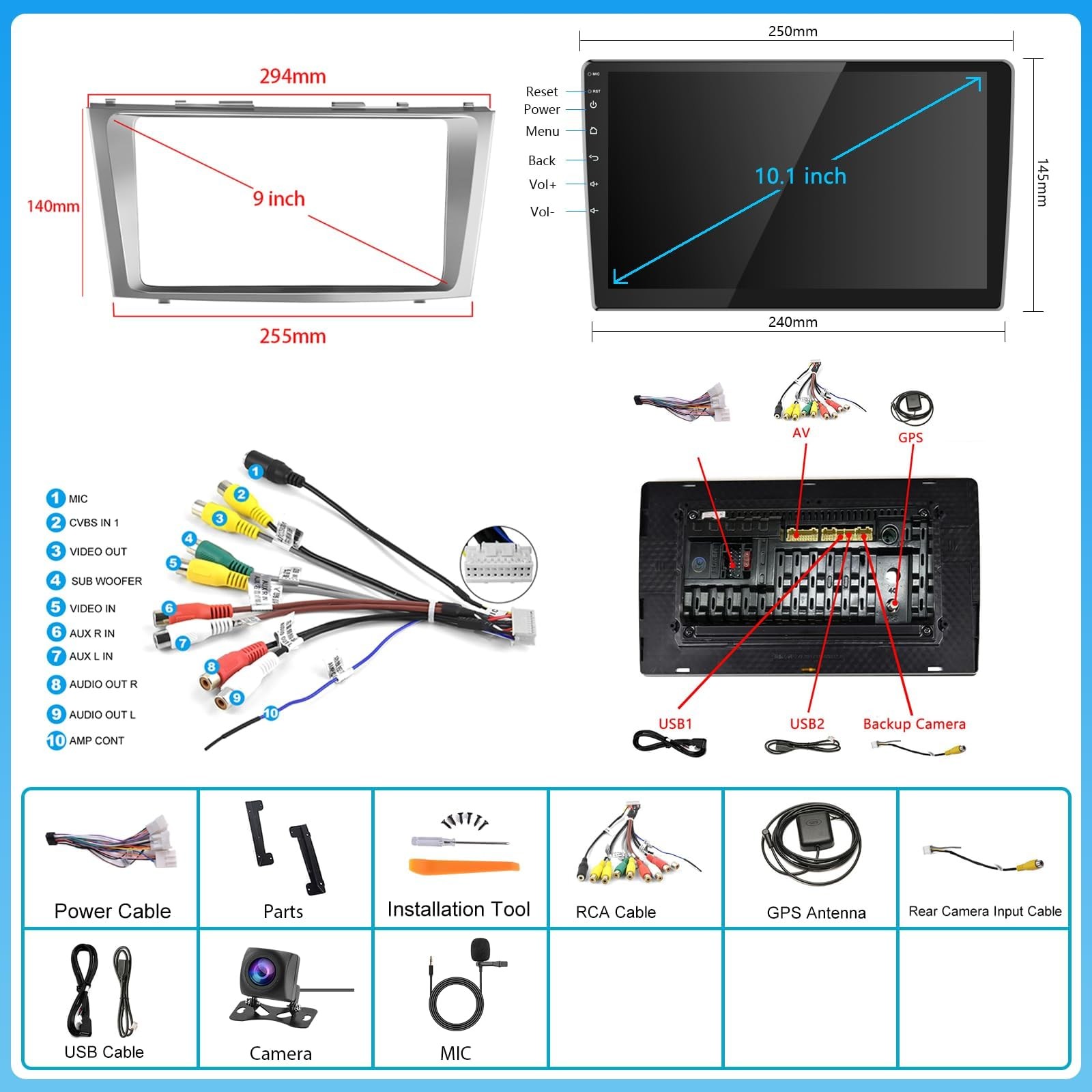 8 CORE 6G+128G Android 13 Car Stereo for Toyota Camry 2006 2007 2008 2009 2011 w