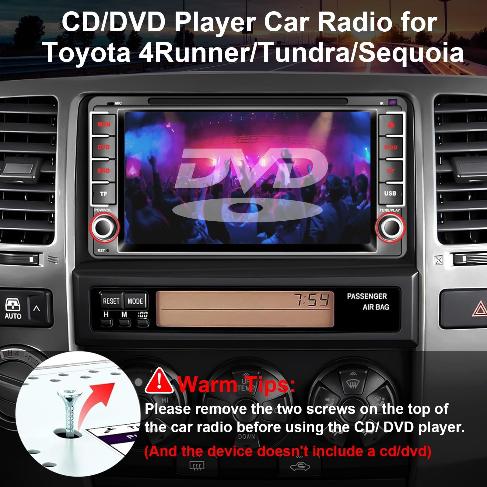 Plug & Play Car Radio CD/DVD for Toyota 4Runner, Tundra, Sequoia 2003-2009
