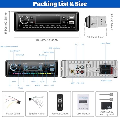 Single Din Bluetooth Multimedia Car Stereo Radio MP3 MP3 with SD Card