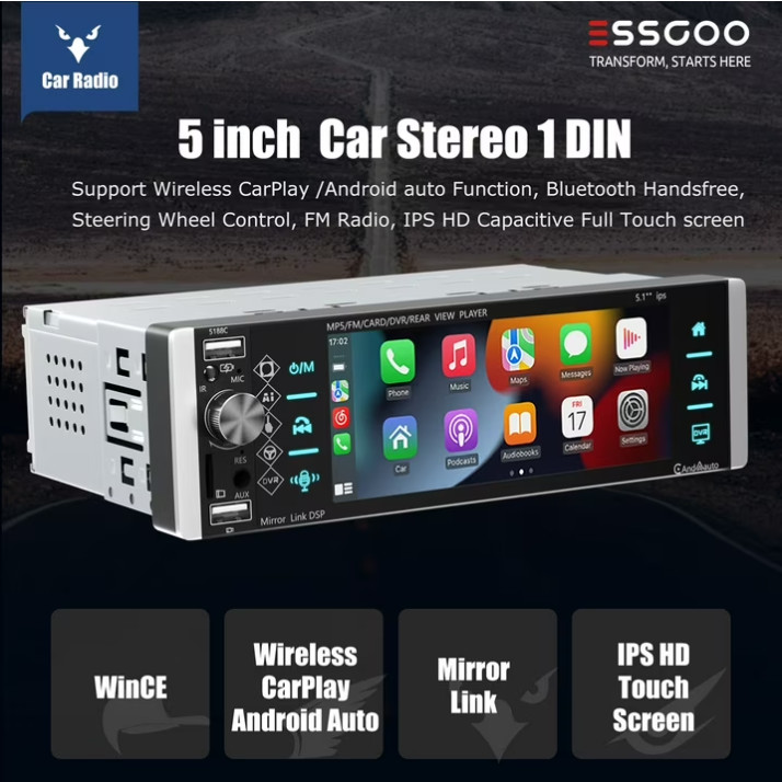 Estereo De Pantalla con Bluetooth Para Coche Carro Auto MP5 Player RCA/AUX/USB/T