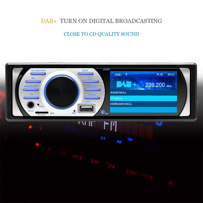 Bluetooth Car Stereo USB 3 In FM TF Universal 1 Din DAB+ MP5 AUX 4×45W