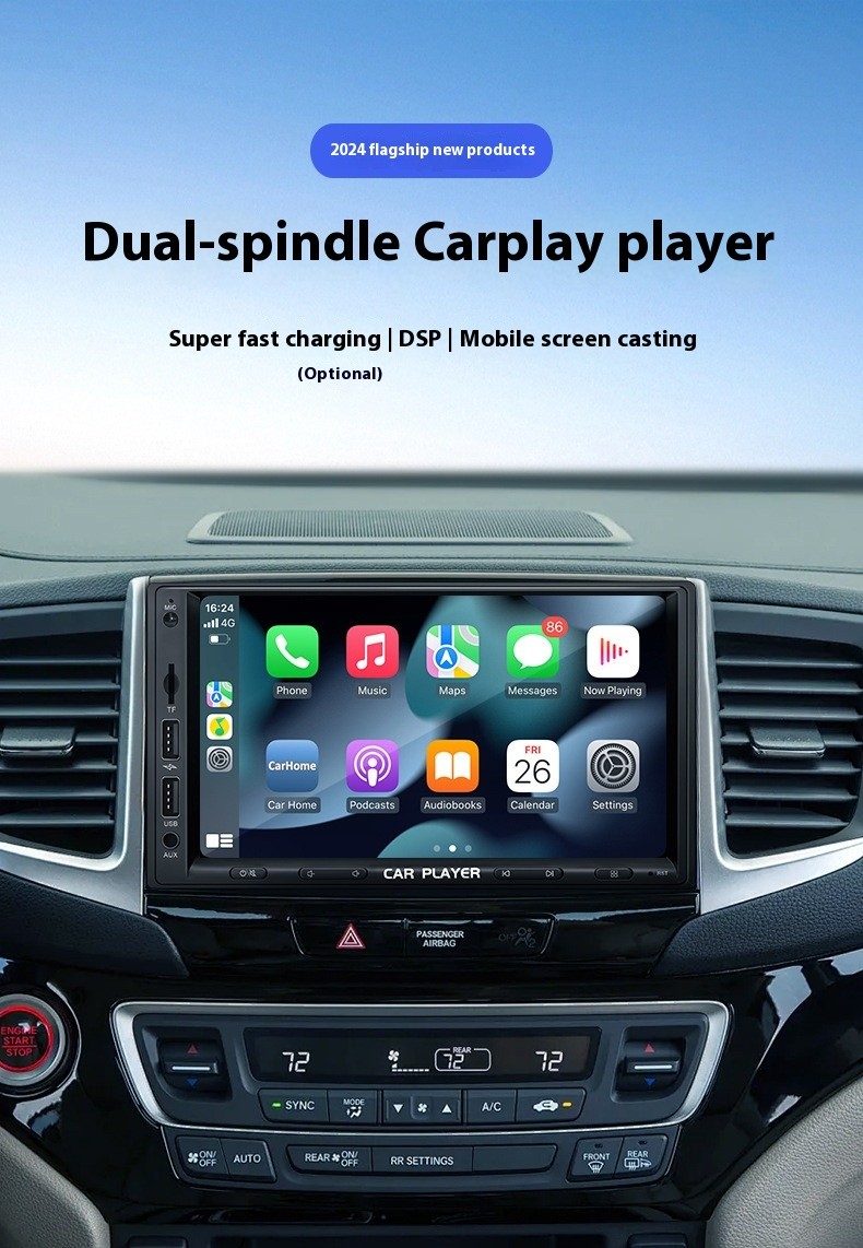 Factory private mold 7 inch double spindle machine car bluetooth mp5 player