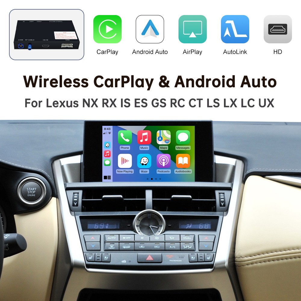For Lexus IS NX ES RX GS UX CT LX LC RC 2014-2020 Wireless Carplay Andriod Auto