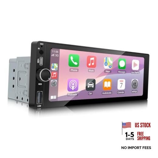6.86 Inch Single Din with Wireless Carplay Android Auto FM EQ | IPS Car Stereo