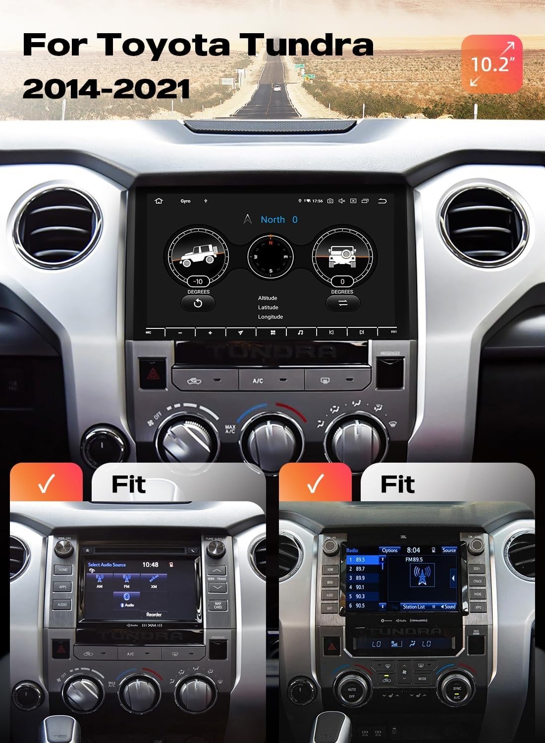 BOX DMG Car Radio for Toyota Tundra 2014-2021 10.2″ QLED Screen Wireless CarPlay