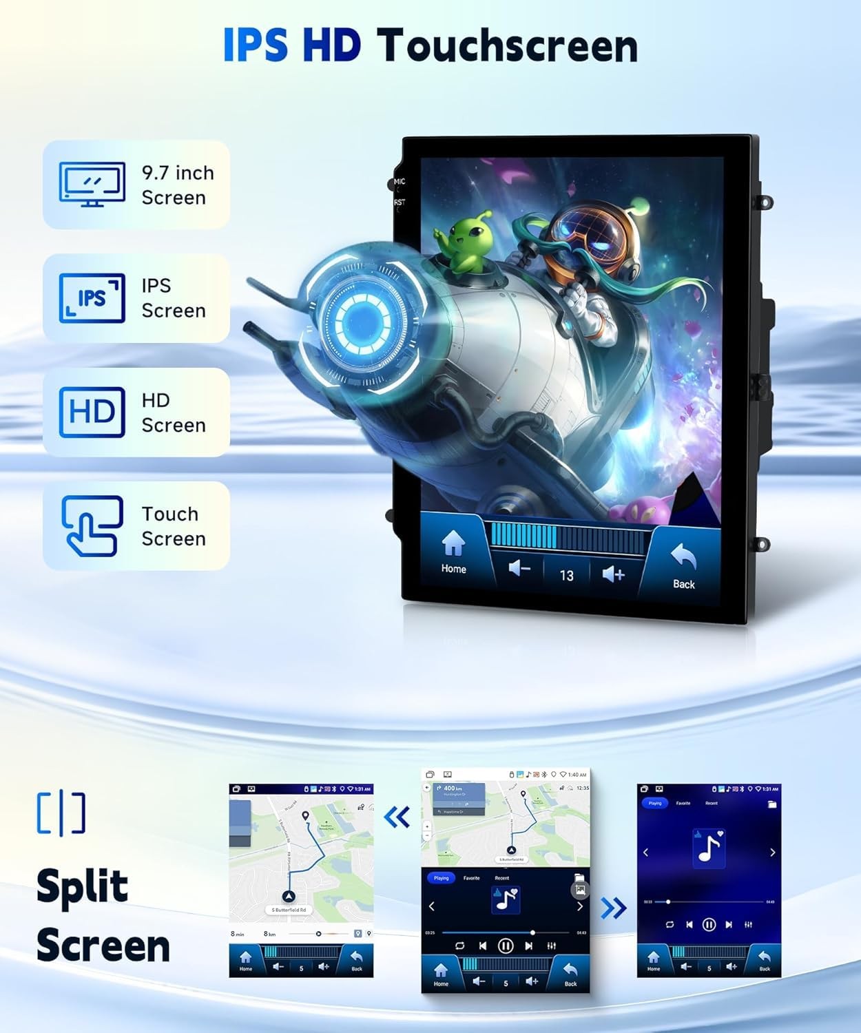9.7″ Touchscreen Wireless Carplay Android Auto Stereo for 2012-2018 Ford Focus