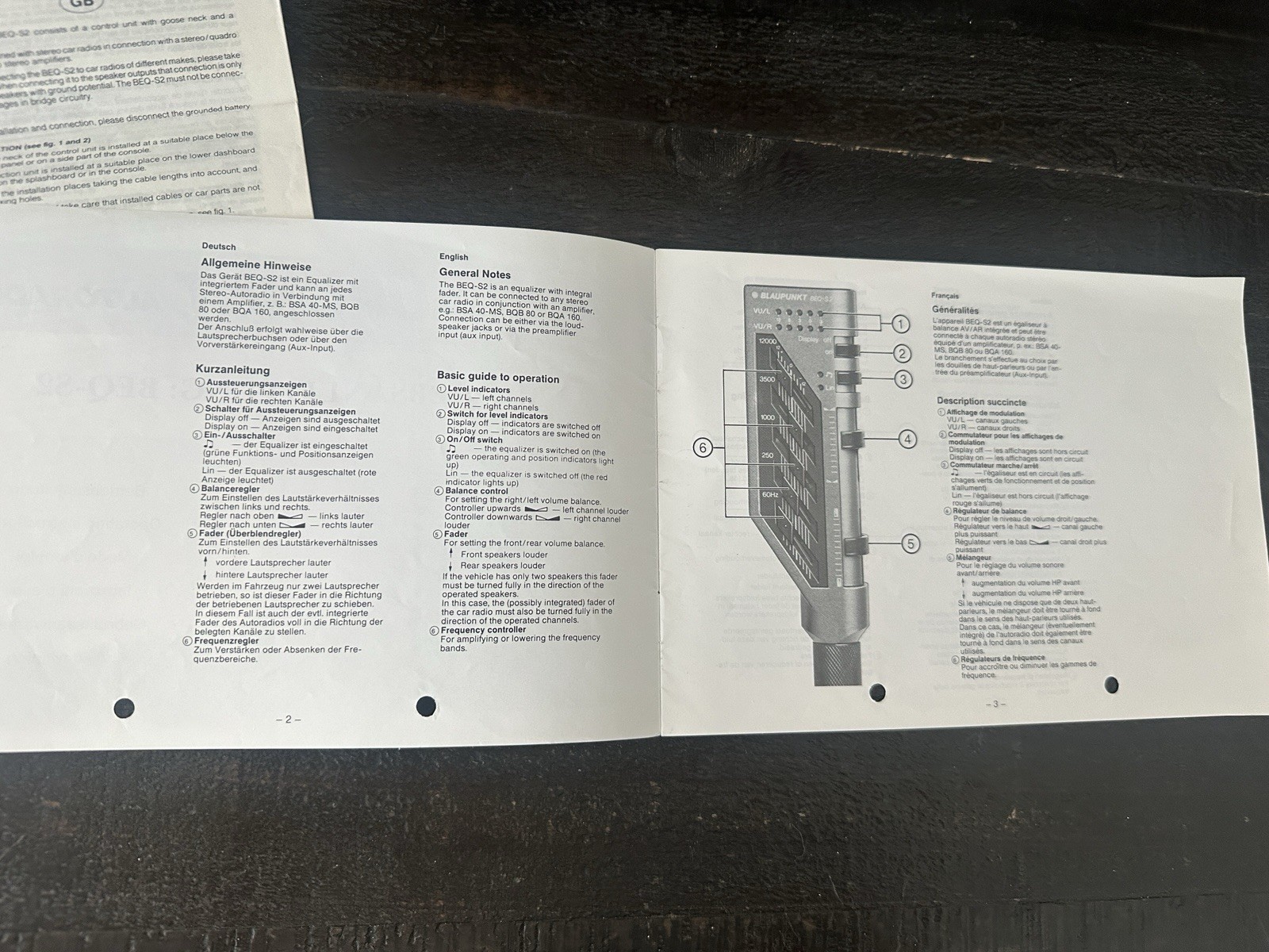 Blaupunkt Gooseneck Equalizer BEQ-S2 EQ Operating User Manual Book Porsche