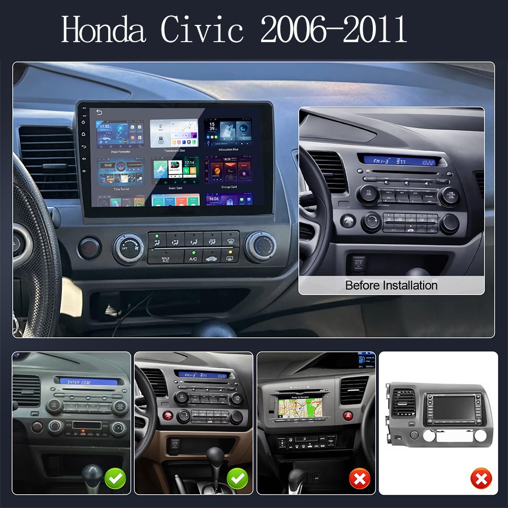 For Honda Civic 2006-2011 Carplay Android 13 Radio 2 din MP5 Player 10.1 Inch