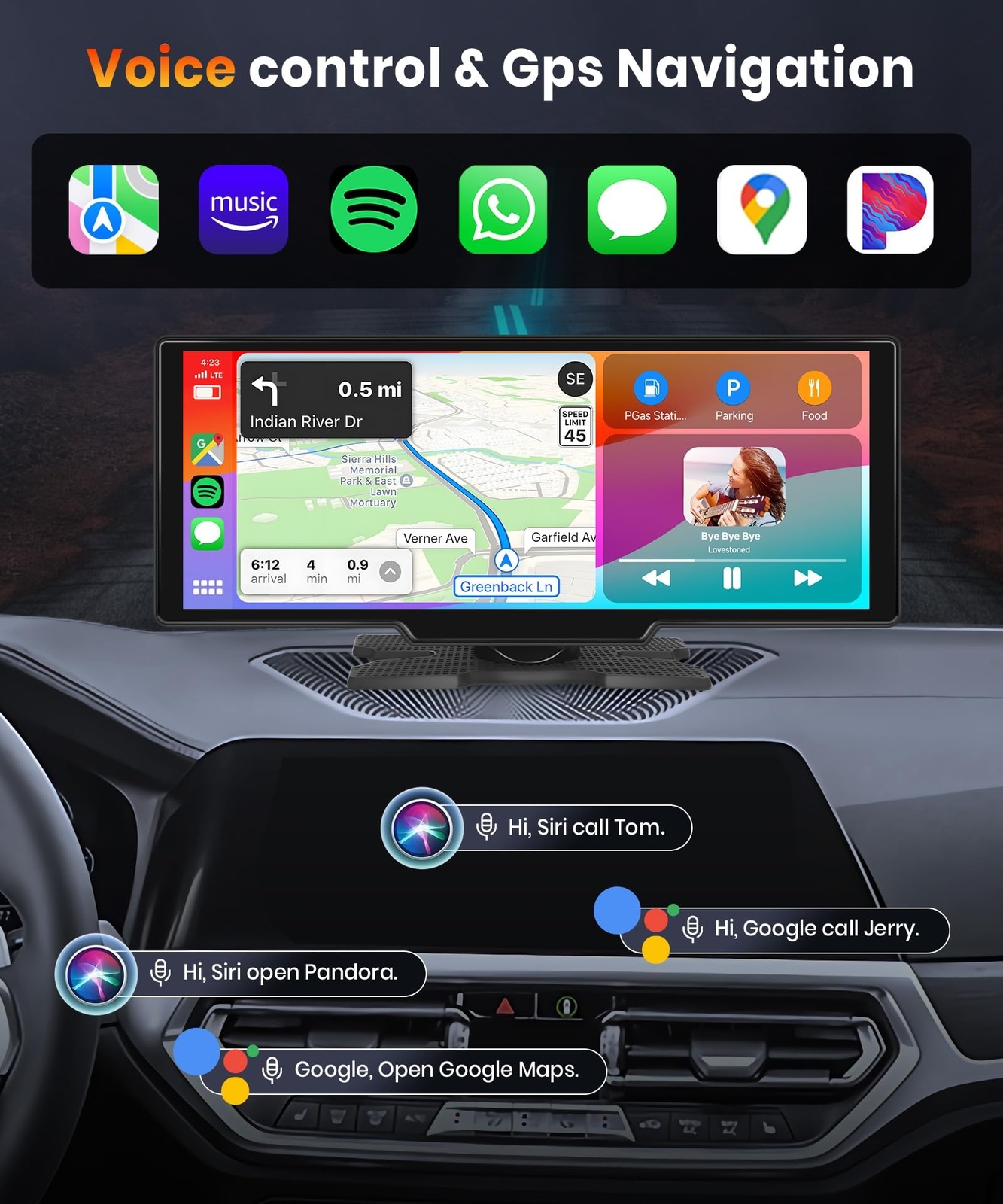 Podofo 10.26 inch Carplay Screen for Car with Wireless Carplay Android Auto M…