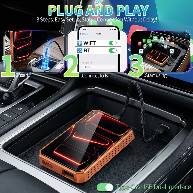 3 In 1 Android12 Wireless CarPlay AI Box Adapter/Android Auto-Multimedia Adapter