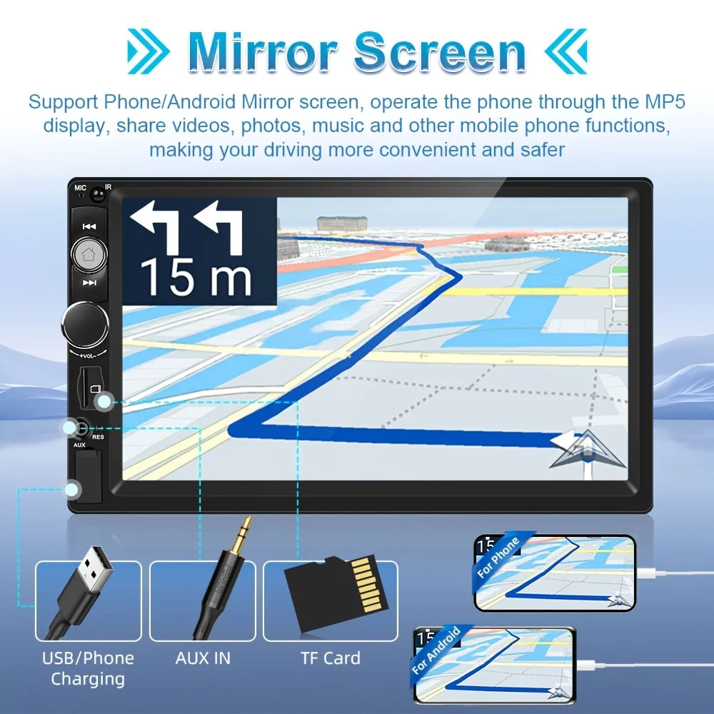 7″ 2DIN Car Radio Stereo CD DVD Player Bluetooth Touchscreen AUX USB MP5 + CAM