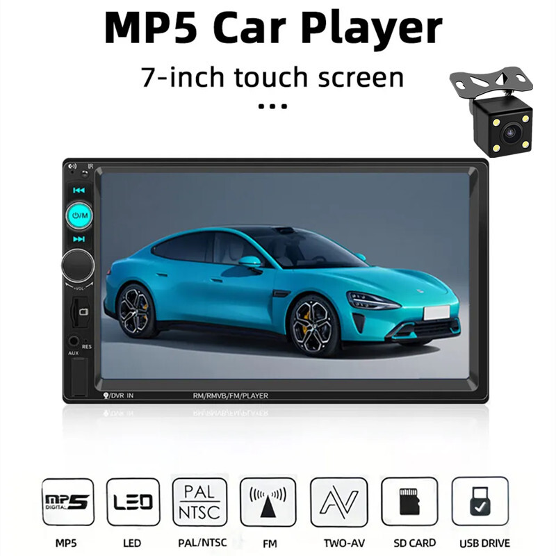 2 din Car Radio 7″ HD Autoradio Multimedia Player MP5 Bluetooth USB TF FM Camera