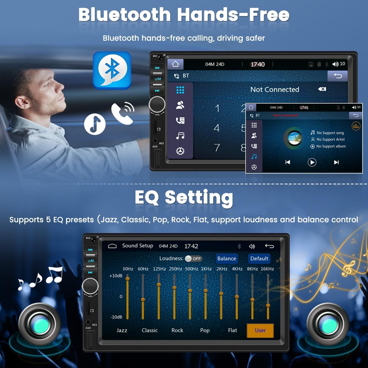 Pantalla Radio Para Carro Auto Con Camara De Reversa Retroceso 2 Din Bluetooth