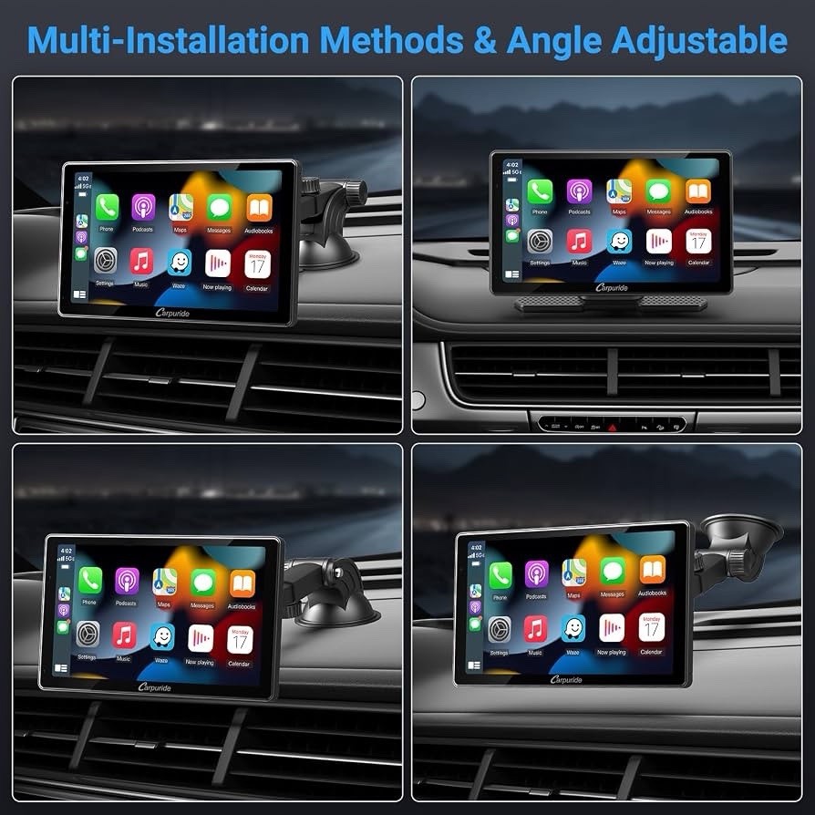 Carpuride W703 Wireless CarPlay for Apple CarPlay & Android Auto, 7″ Backup Cam