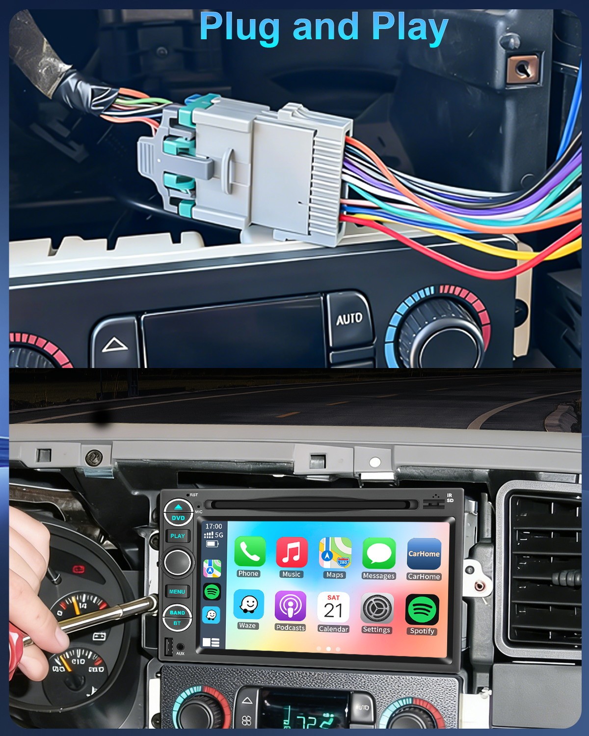 Car DVD CD Stereo Radio Apple Carplay Navi +Camera For Ford Expedition 2007-2014