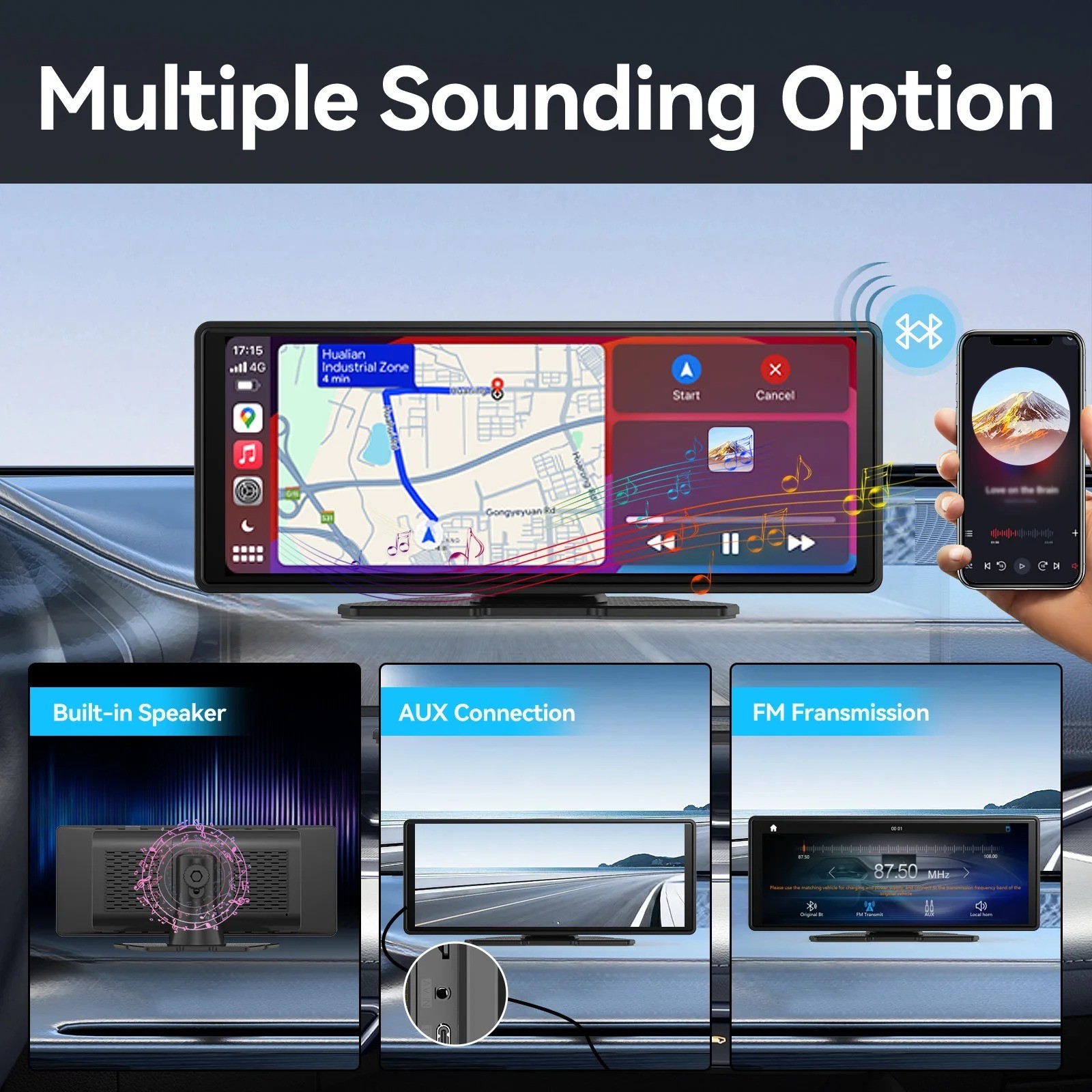 10.26″ Wireless CarPlay Android Auto Touch Screen Portable Car Stereo Display
