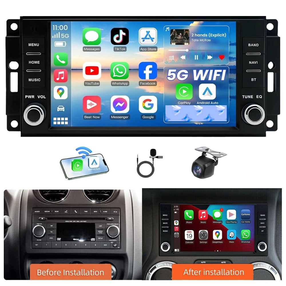 For Dodge Grand Caravan 2011-2020 GPS Navi Android13 Carplay Radio Stereo RDS