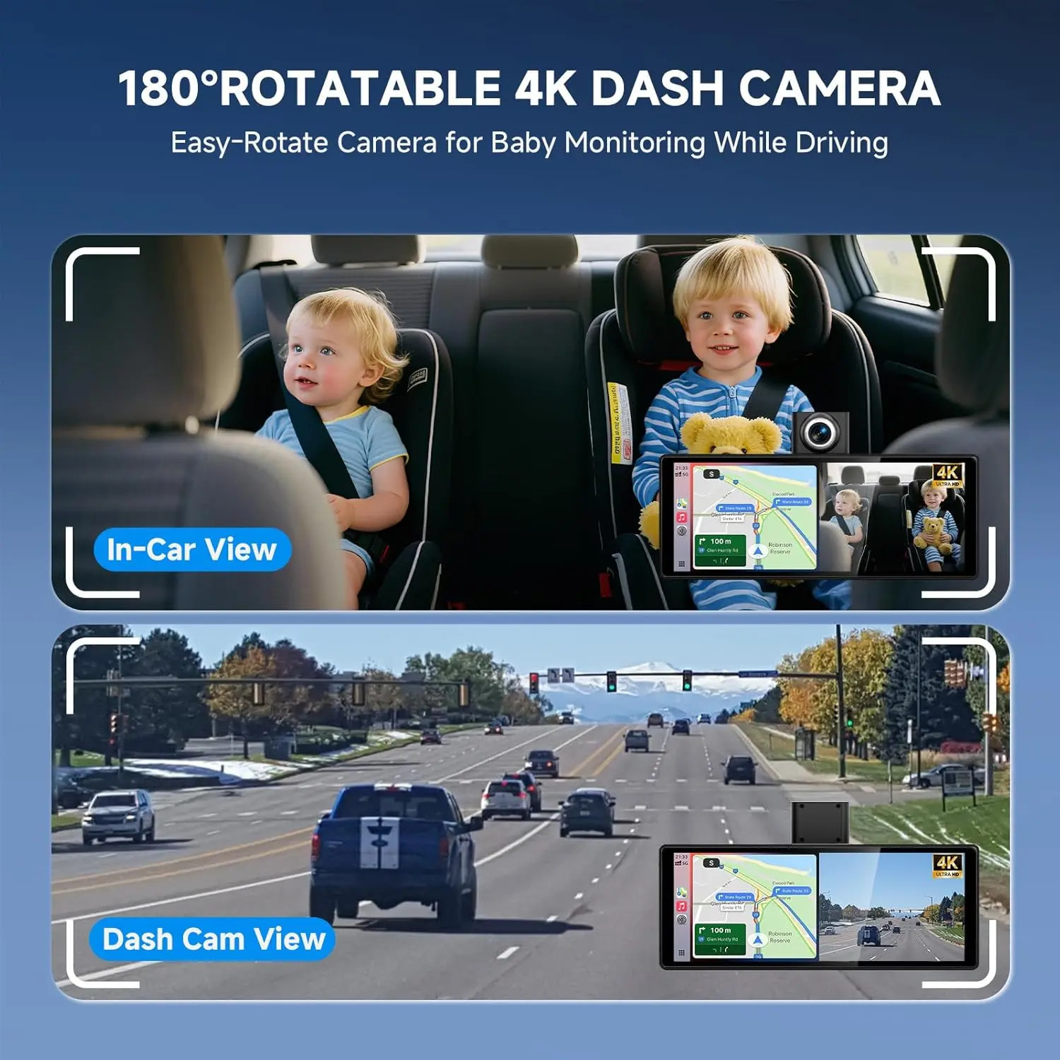 2026 New 10.26 Inch 4K Ultra HD Portable Car Stereo with Wireless Carplay Screen