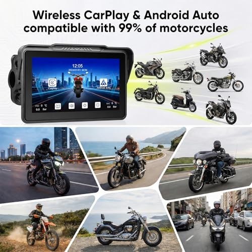 7-Inch Motorcycle Carplay Screen with Wireless 7 Inch Tire Pressure Detection