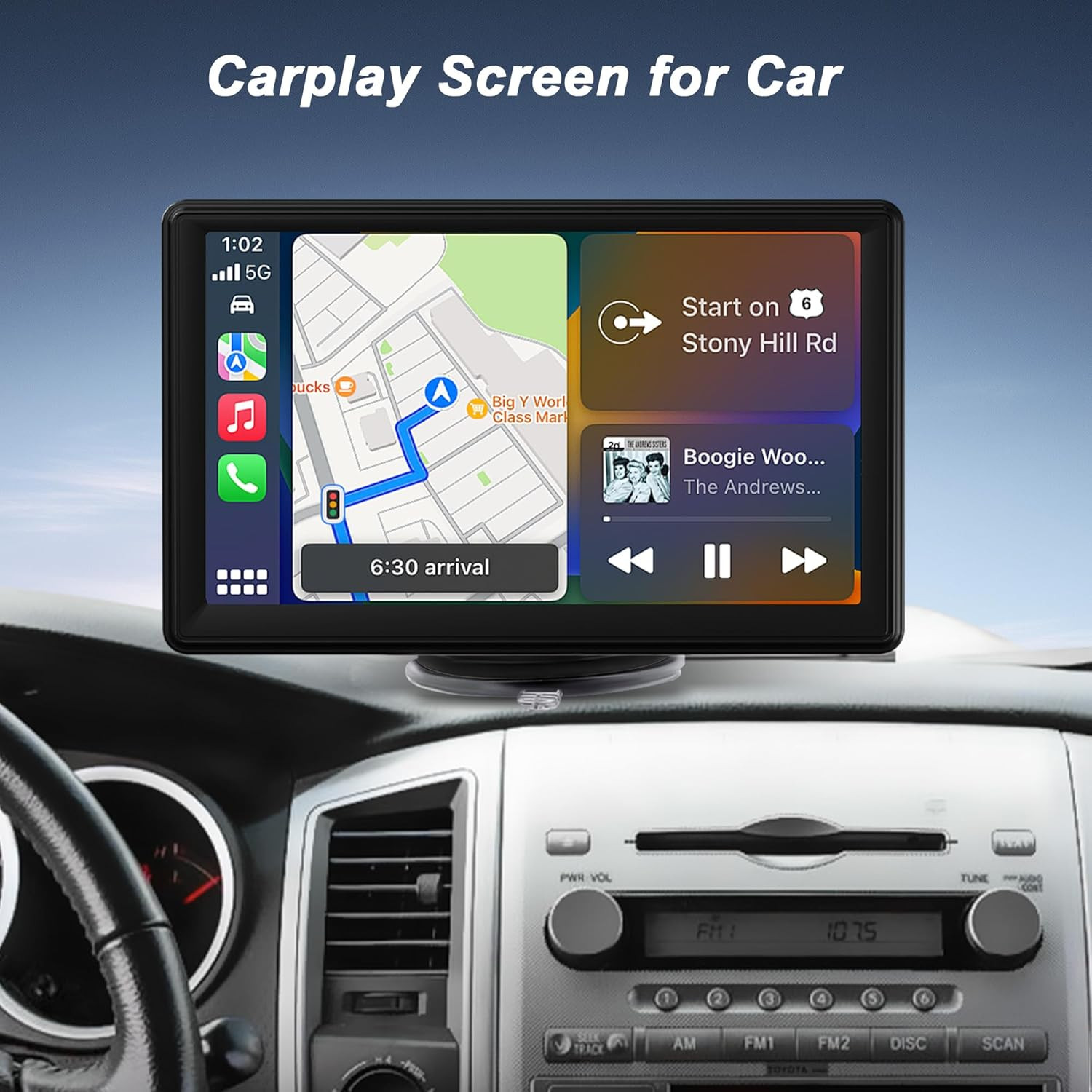 7″ Car Radio Stereo with Wireless Carplay & Android Auto: Double Din Car Audio S