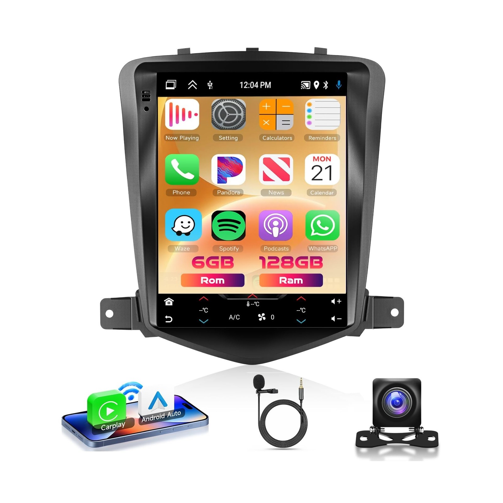 6G+128G Android 15 Car Stereo for Chevrolet Chevy Cruze 2009-2015 with Wirele…