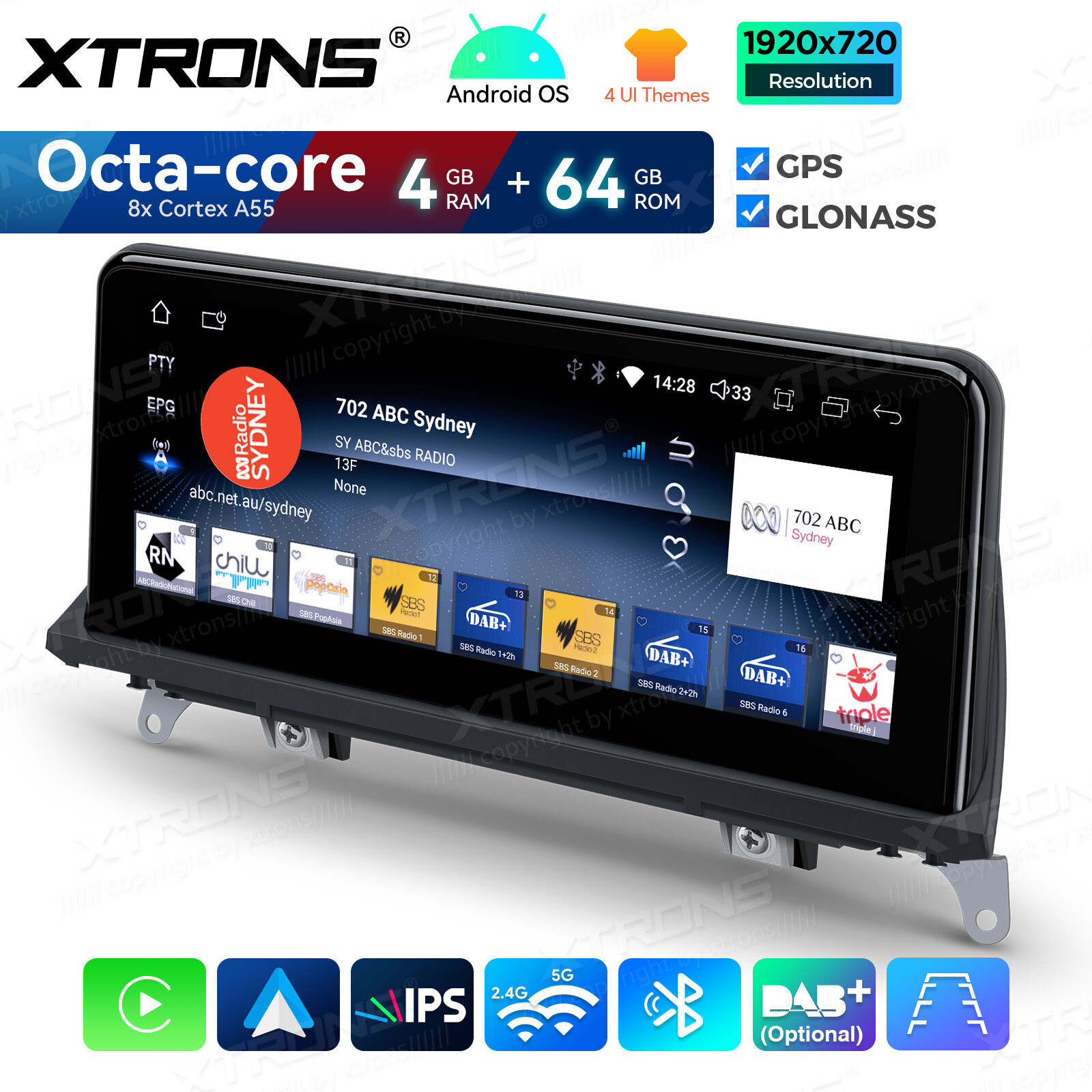 10.25″ Android 12 Car GPS Radio Stereo Navi 64G BT for BMW X5 X6 E70 E71 CIC CCC
