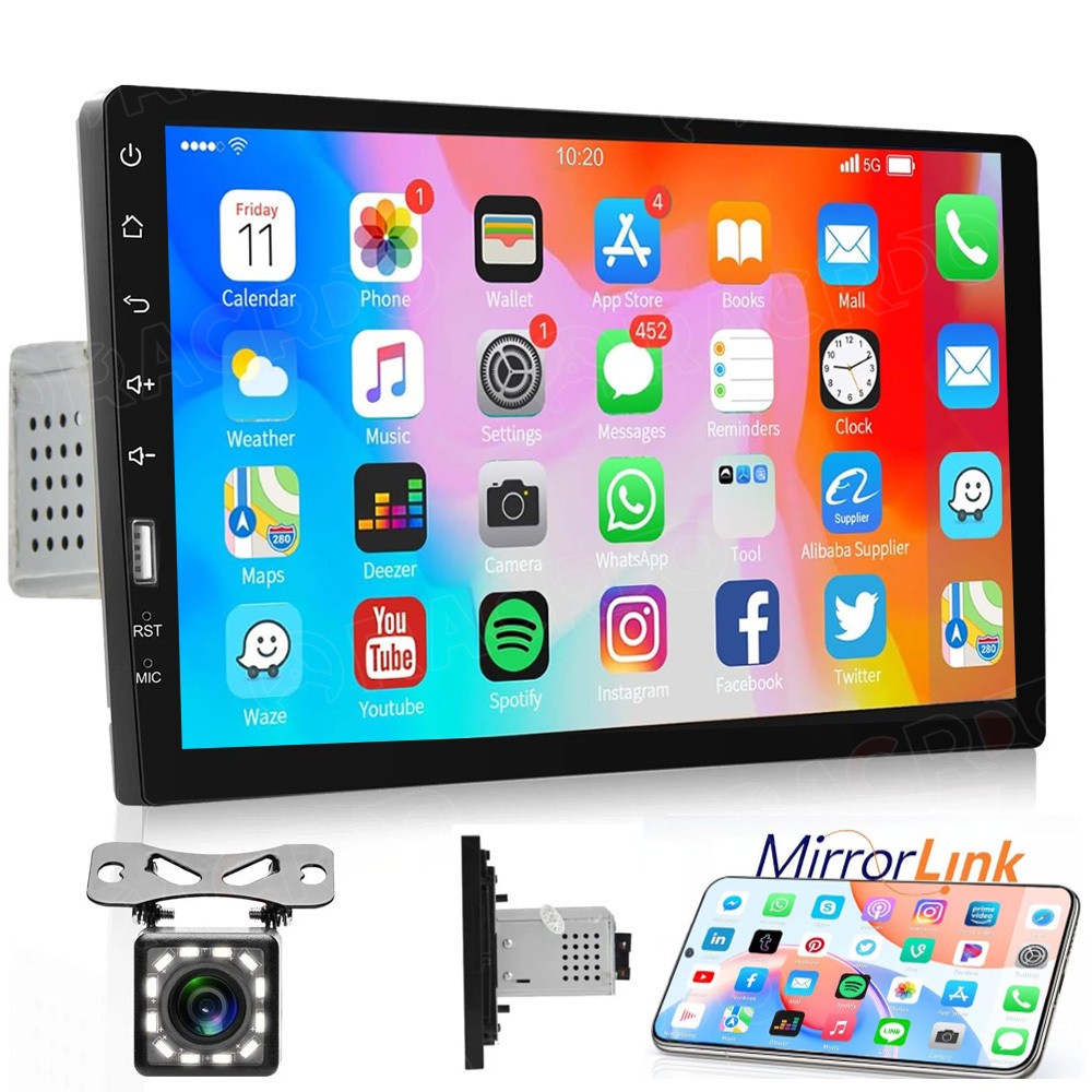 9″ Radio Estereo De Pantalla Para Coche Carro Tactil Single 1 Din Mirror Link BT