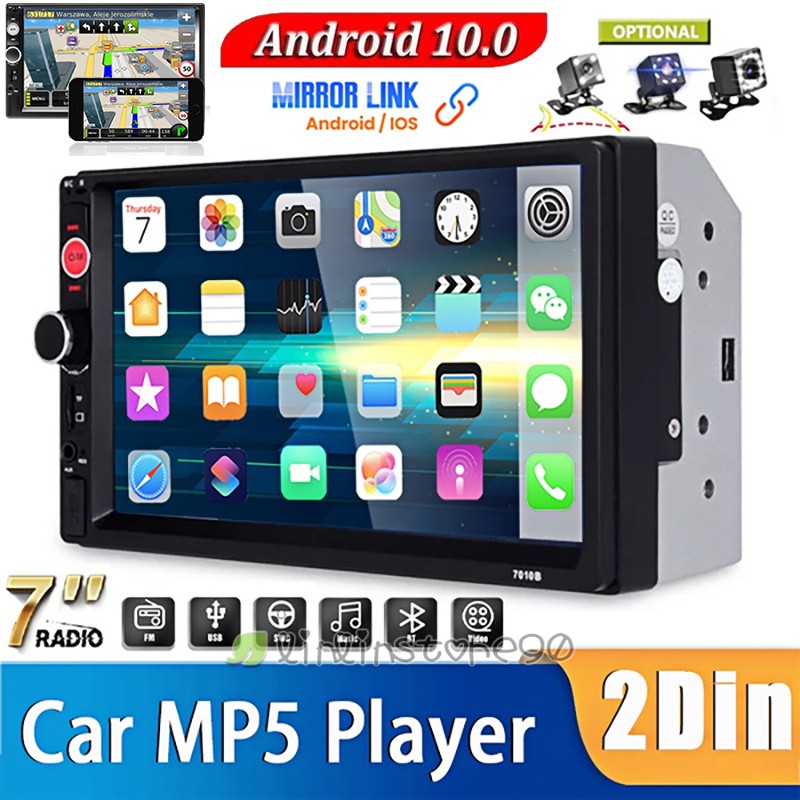 Android/IOS Double Din Car Stereo Radio 7Inch Touch Screen Car in-Dash w/ Camera