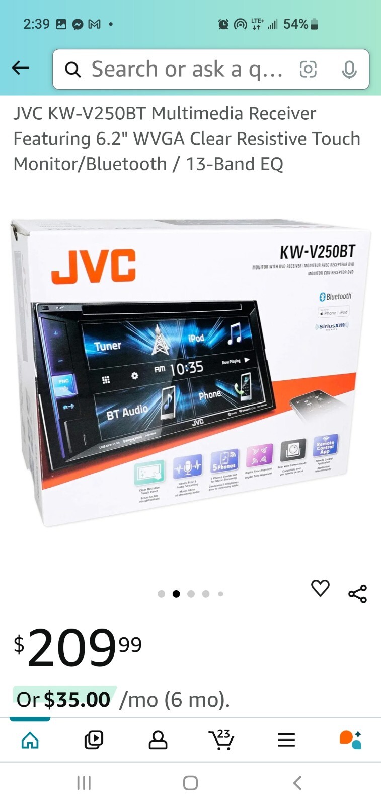 JVC KW-V25BT 6.2″ Touchscreen Multimedia Receiver