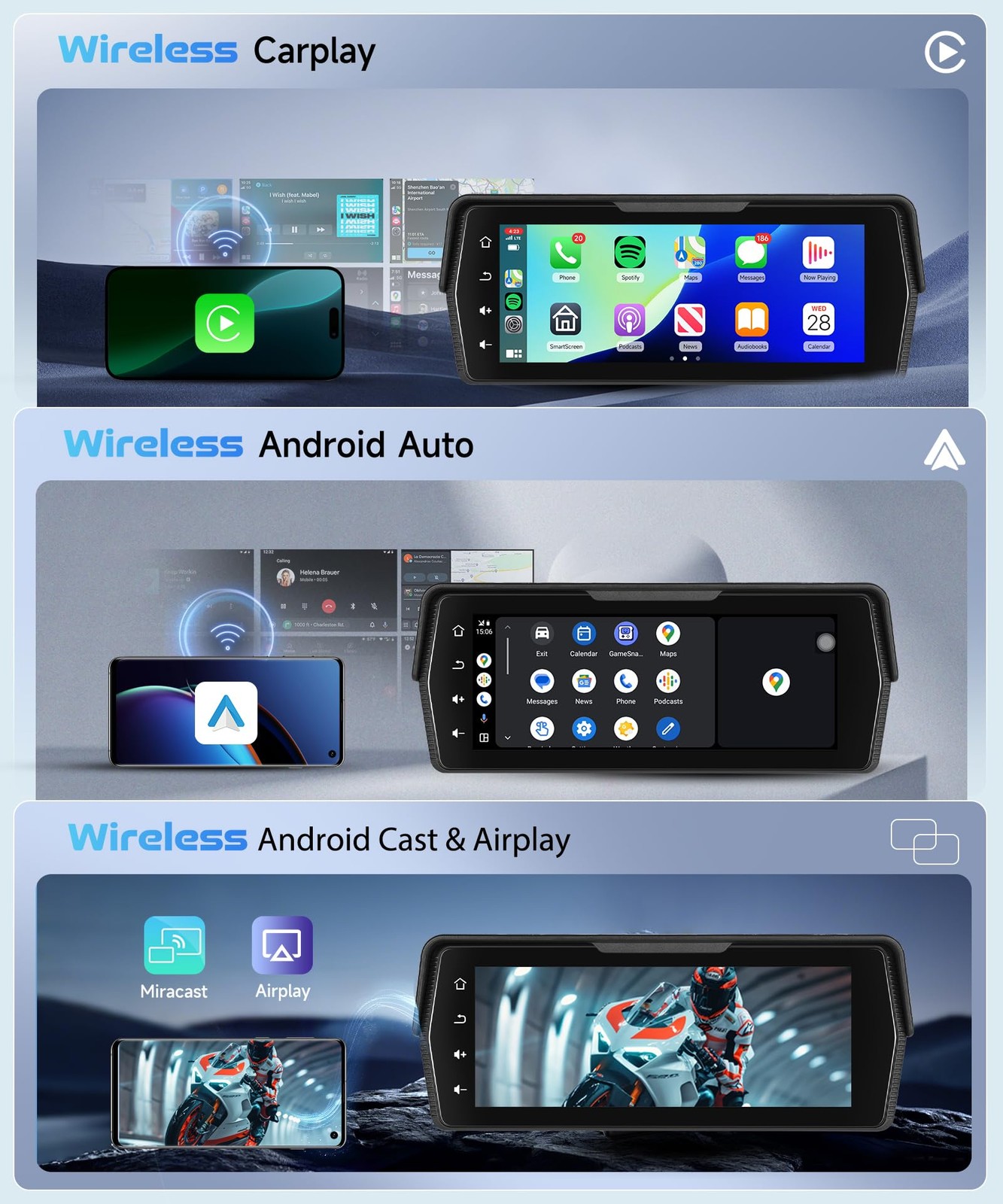 KYNNT【Dual Camera Video Recording】 6.86 Inch Motorcycle Carplay Screen…