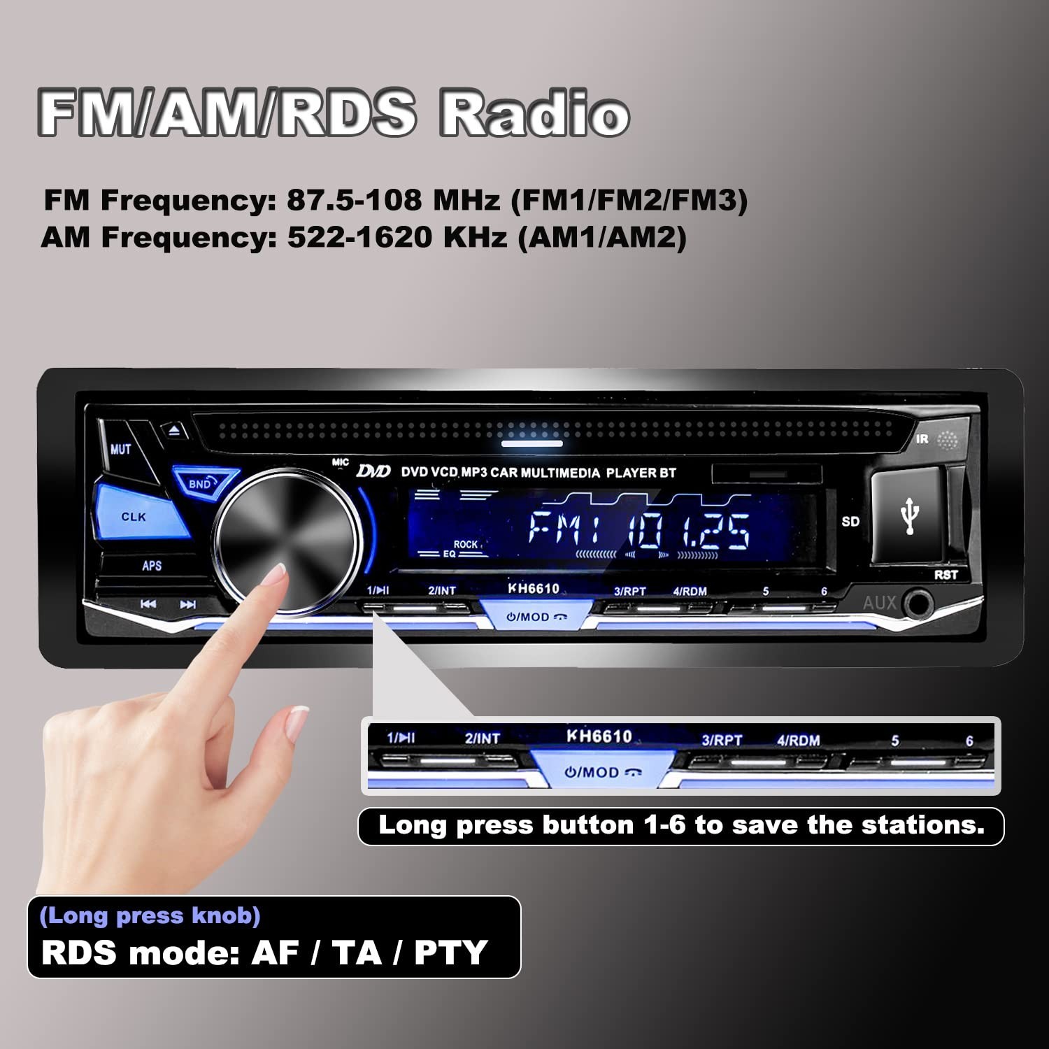 Alondy Single Din Car Stereo with CD/DVD Player | Bluetooth | FM/AM/RDS Radio…