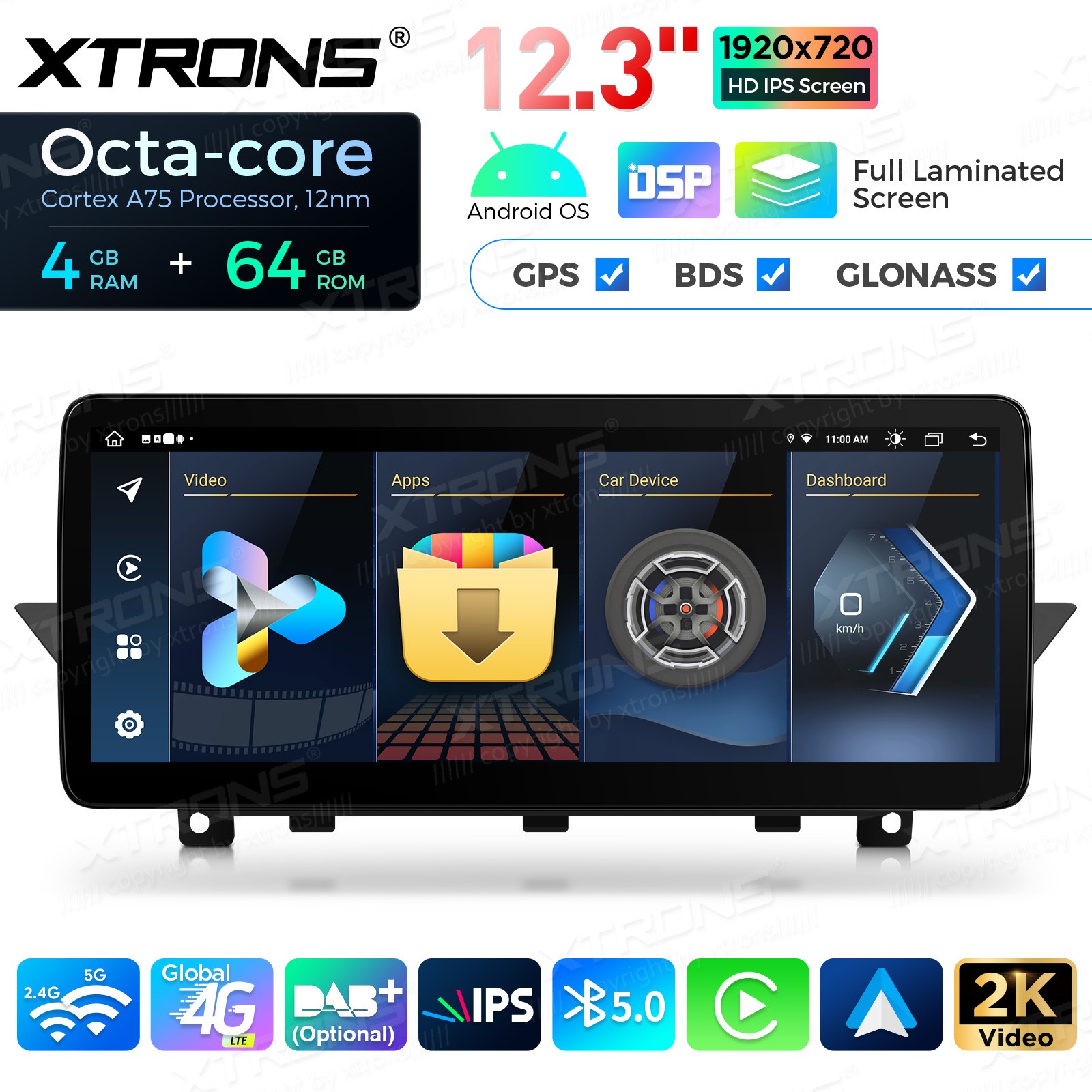 12.3″ Android 14 4G 8-Core 4+64GB CarPlay Car Screen Upgrade WiFi For BMW X1 E84