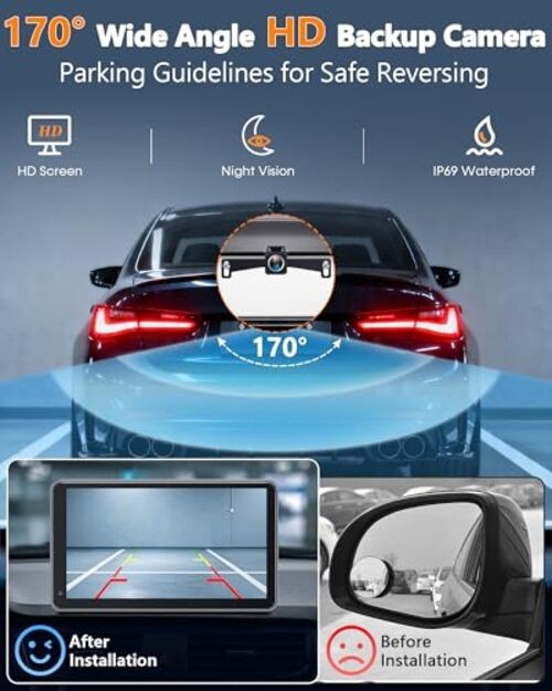 Portable Carplay Screen with Backup Camera – Plug-Play 7-inch HD 1080P Car