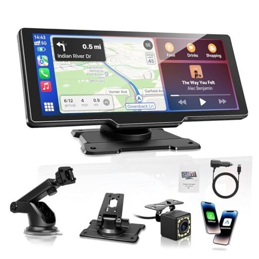 Portable Carplay Screen for Car, 10.26″ Wireless Carplay & Android 10.26inch