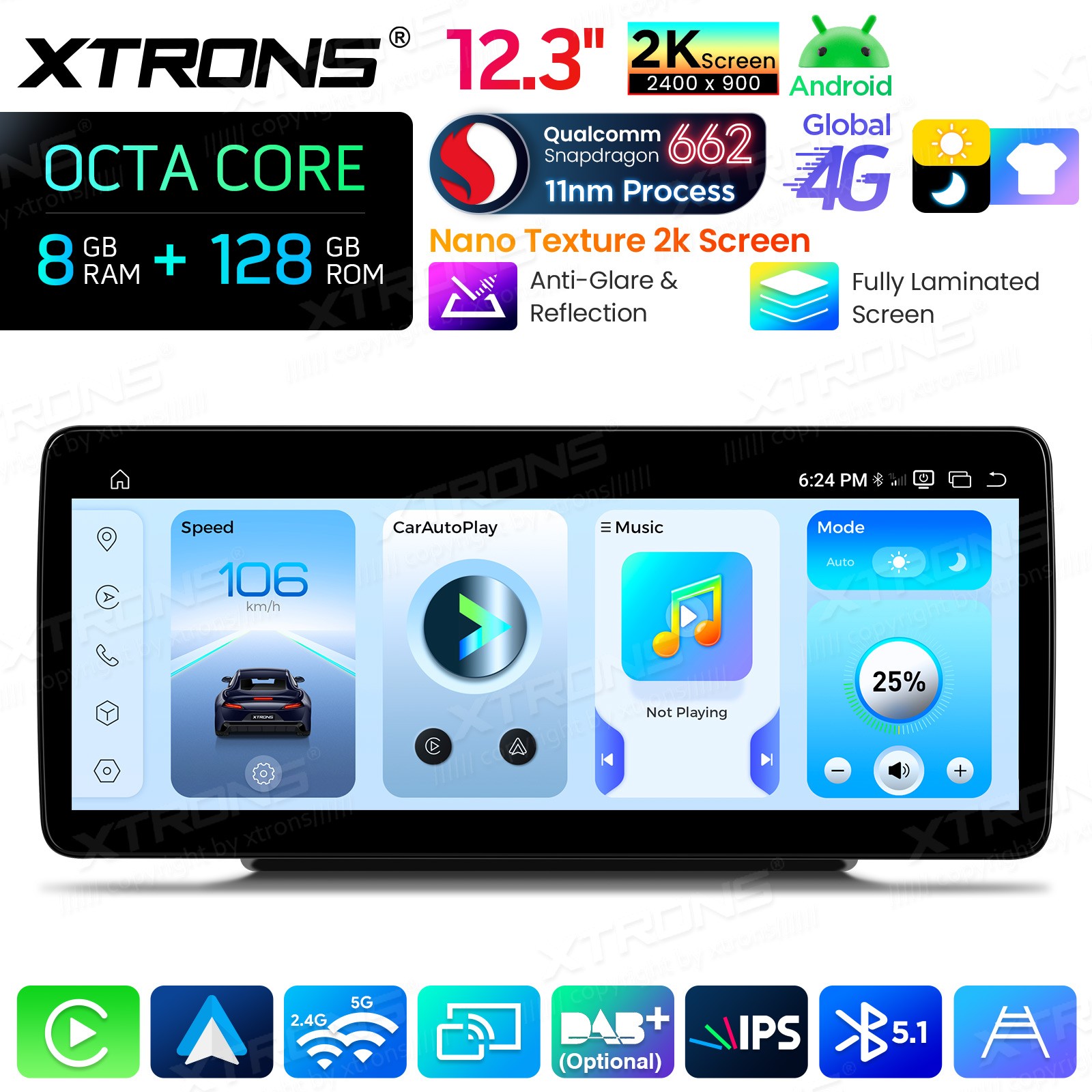 2K 12.3″ 8-Core Android Screen for Mercedes Benz C GLC W205 X253 NTG5.2 8+128G