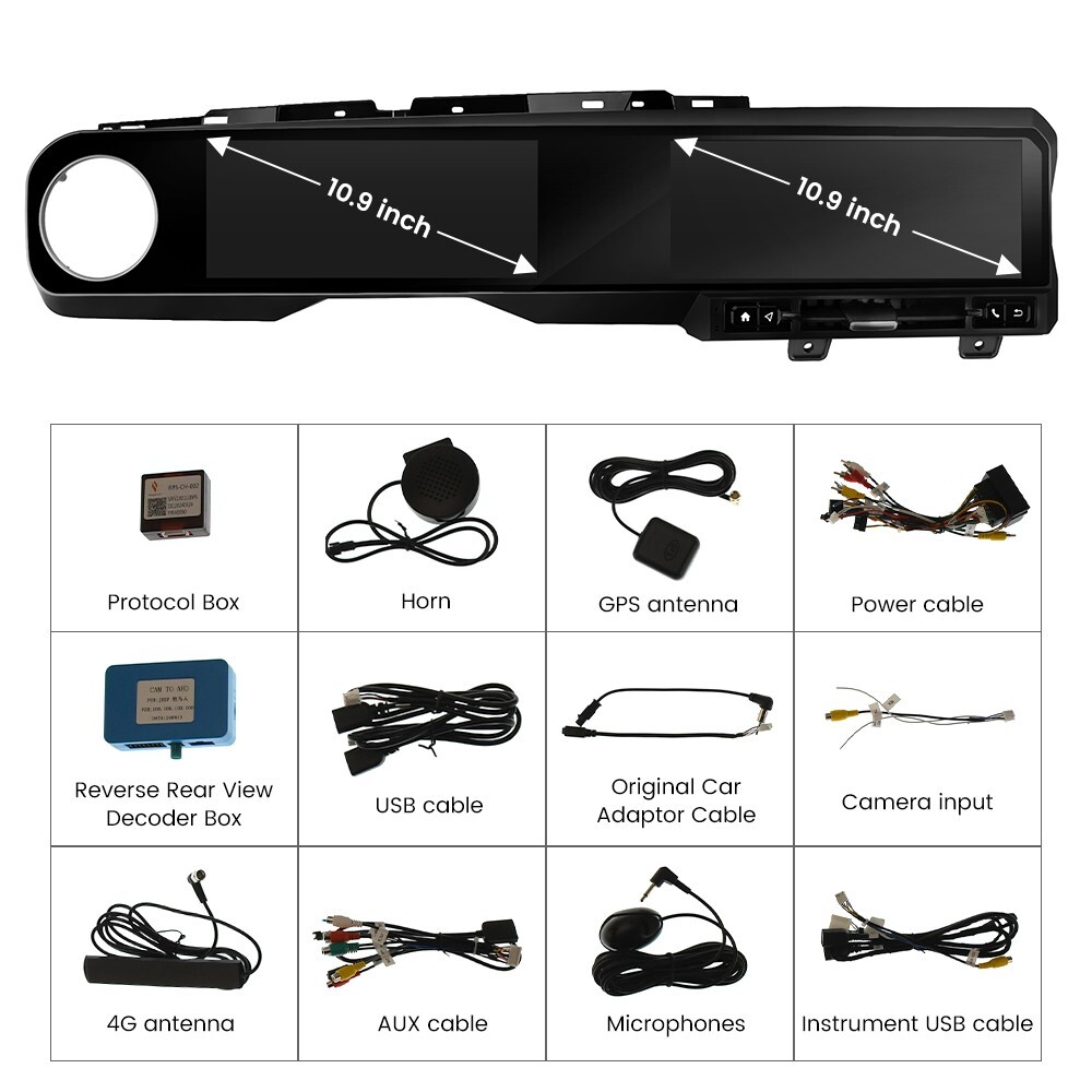 Dual Screen Car Radio for Jeep Wrangler JL Gladiator 2018-2023 Stereo Upgrade