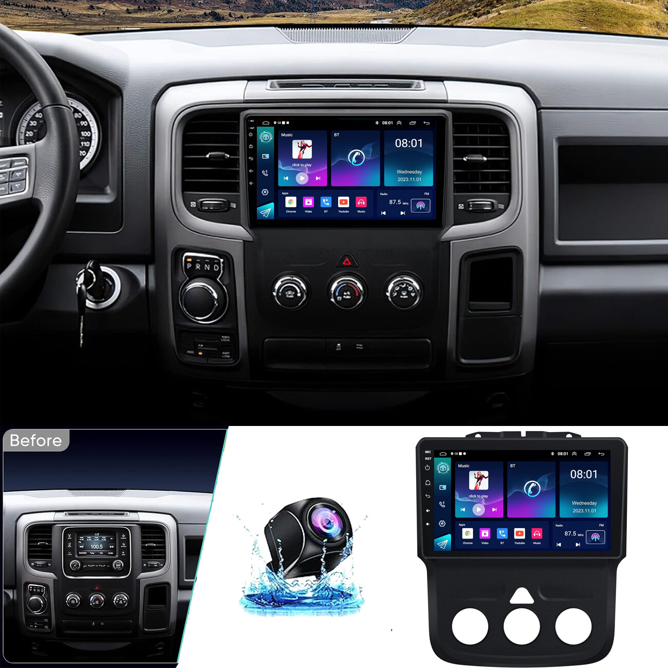 Android Car Stereo Radio GPS Navigation For Dodge RAM 1500 2013 2014 2015-2018