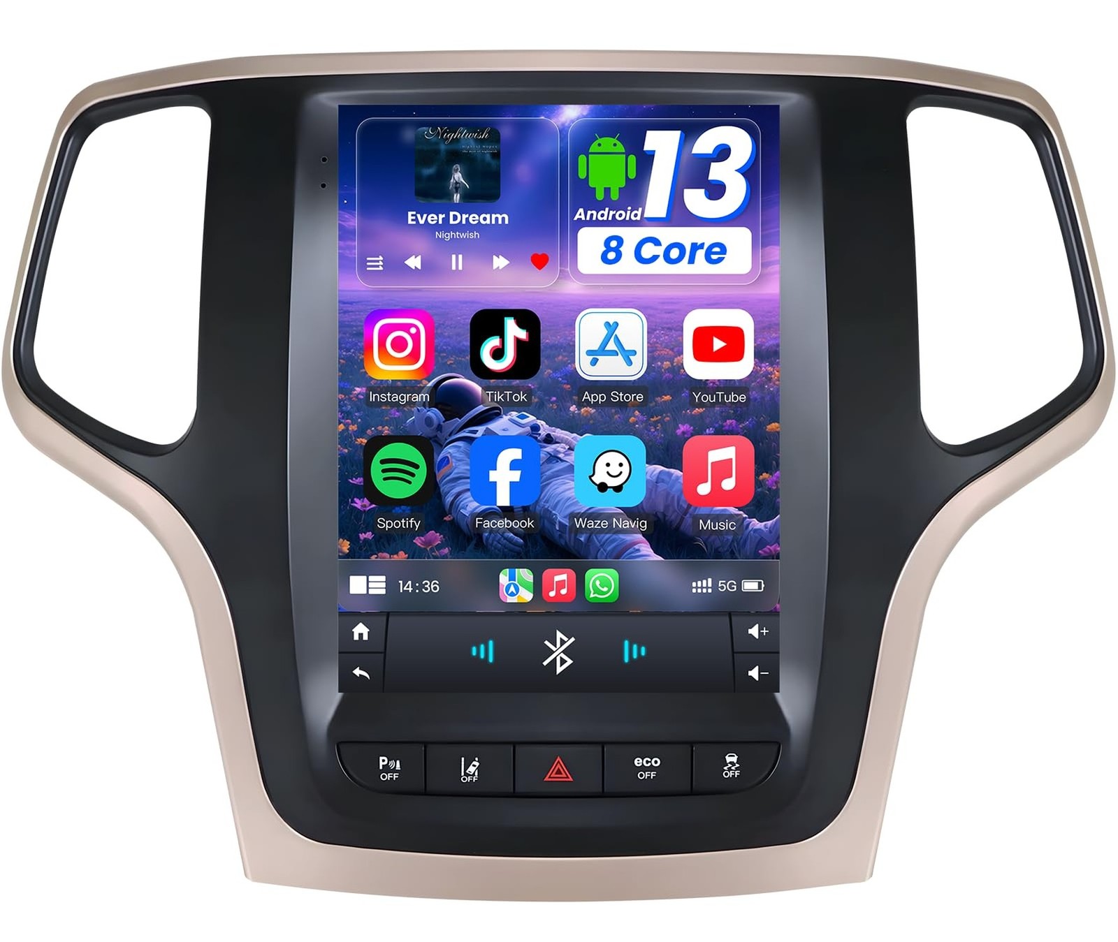 8Core Car Radio for Jeep Grand Cherokee 2014 2015 2016 2017: Tesla Style Touc…