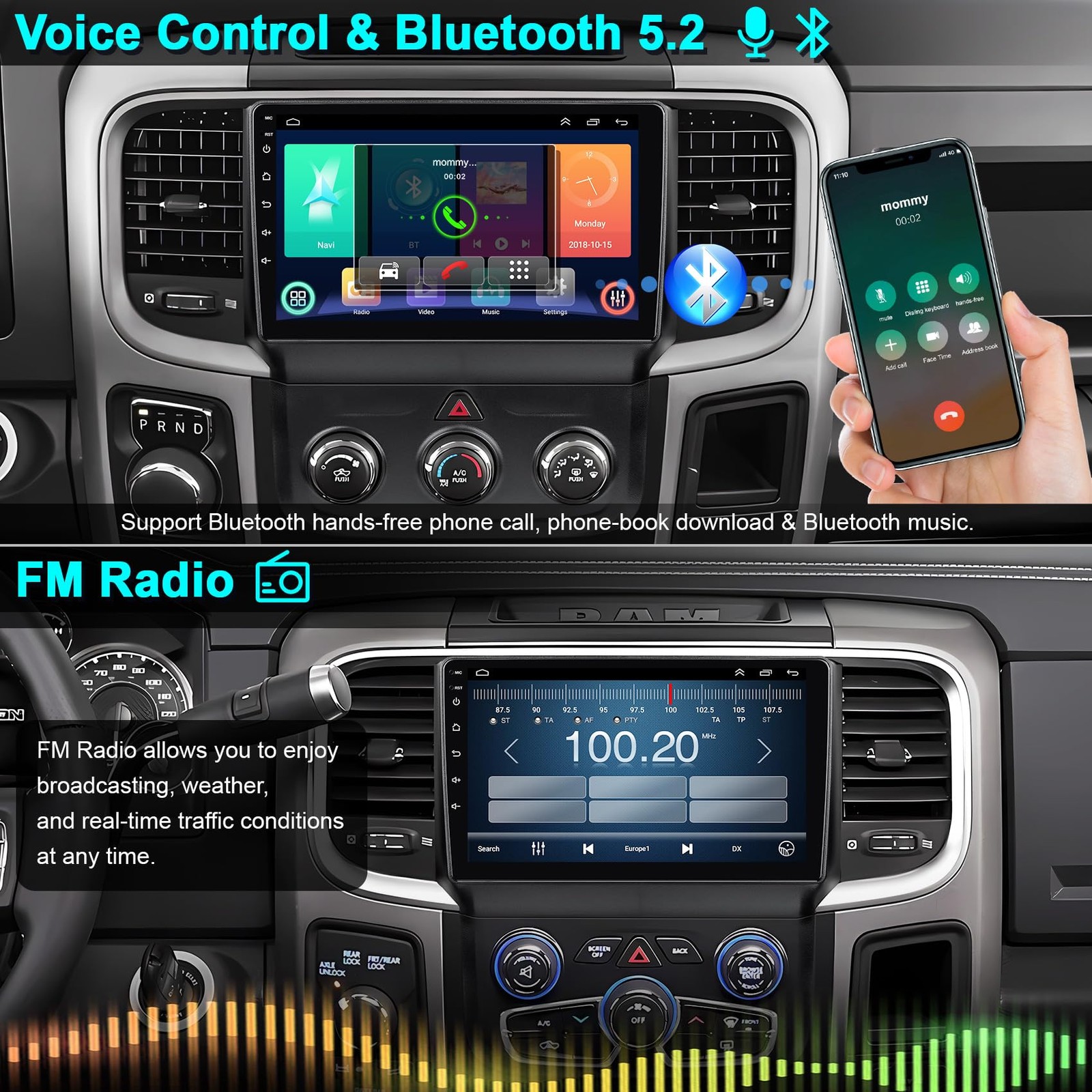 8-core 4G+64G Car Radio for Dodge 2013-2018 RAM 1500/2500/3500(Manual & Auto …