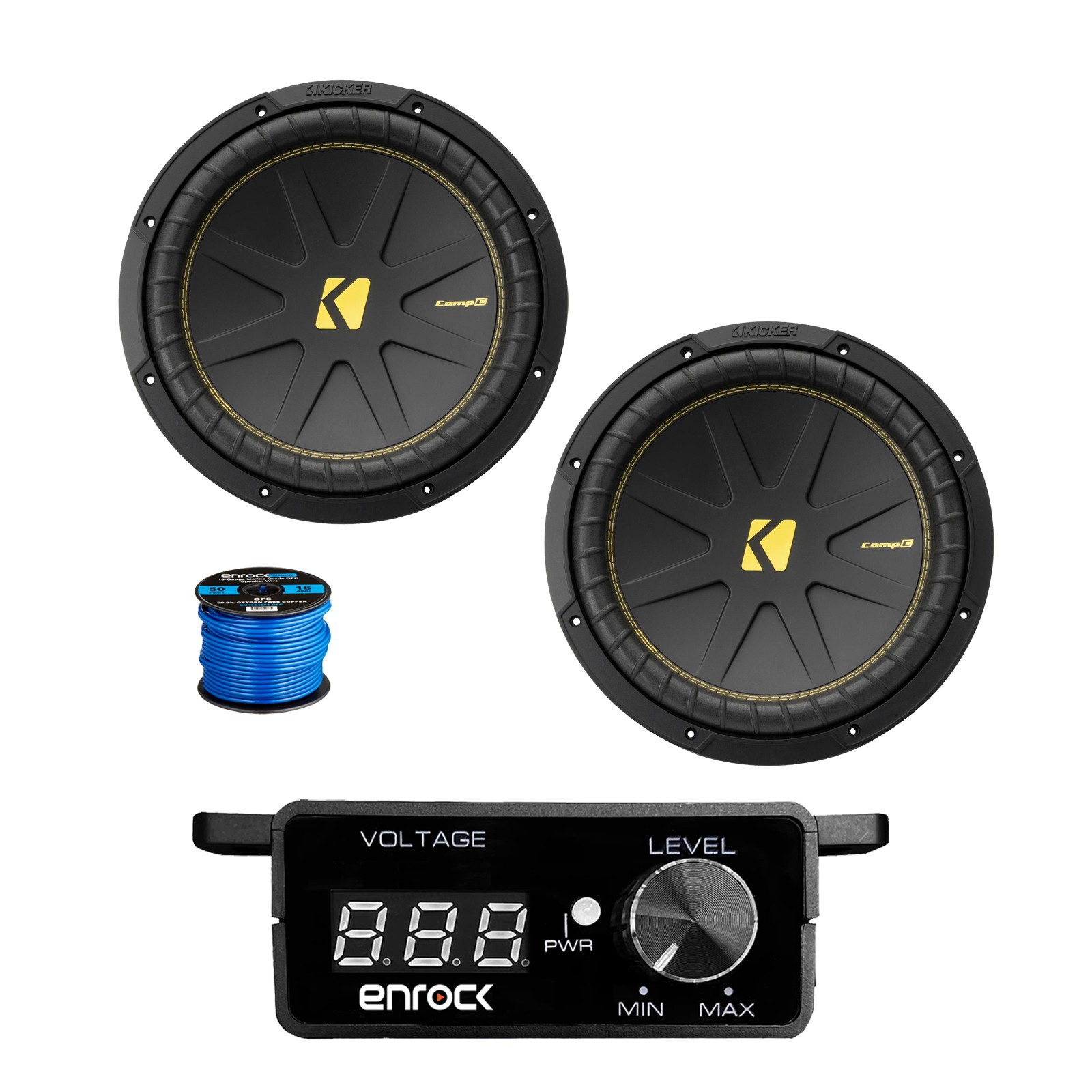 1 Pair (Qty 2) of Kicker 8″ 400 Watt DVC Car Audio Subwoofer, Bass Knob w/ Wire