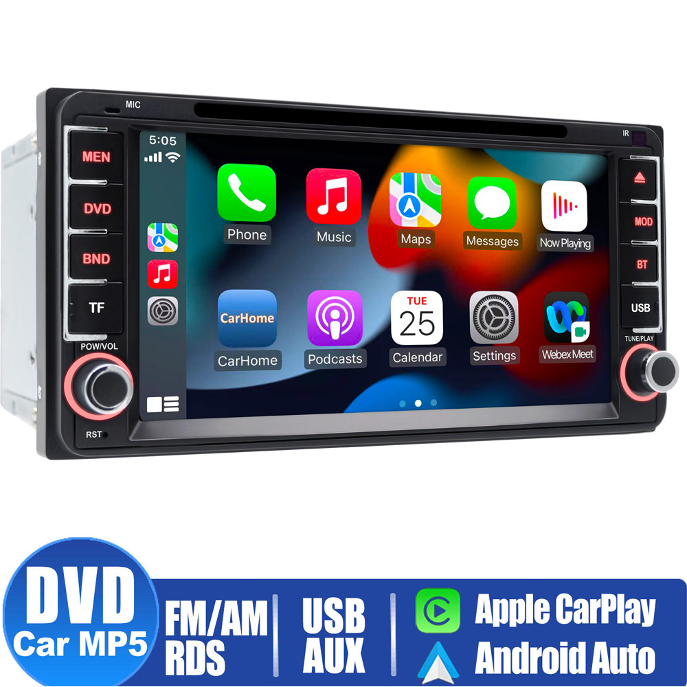 7” Single 1 Din Car Stereo Bluetooth Android Auto Touch Screen Radio Carplay