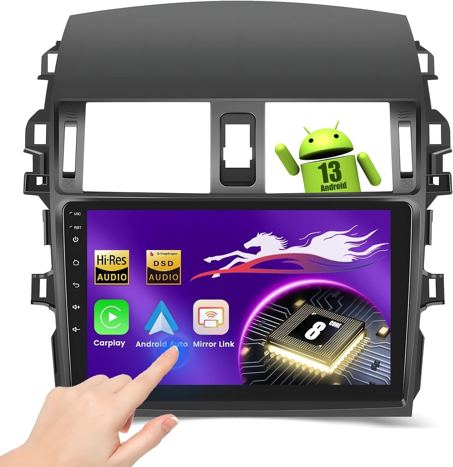 9″ Qualcomm 8Core 4+64G Android Auto Carplay for Toyota Corolla 2009-2013