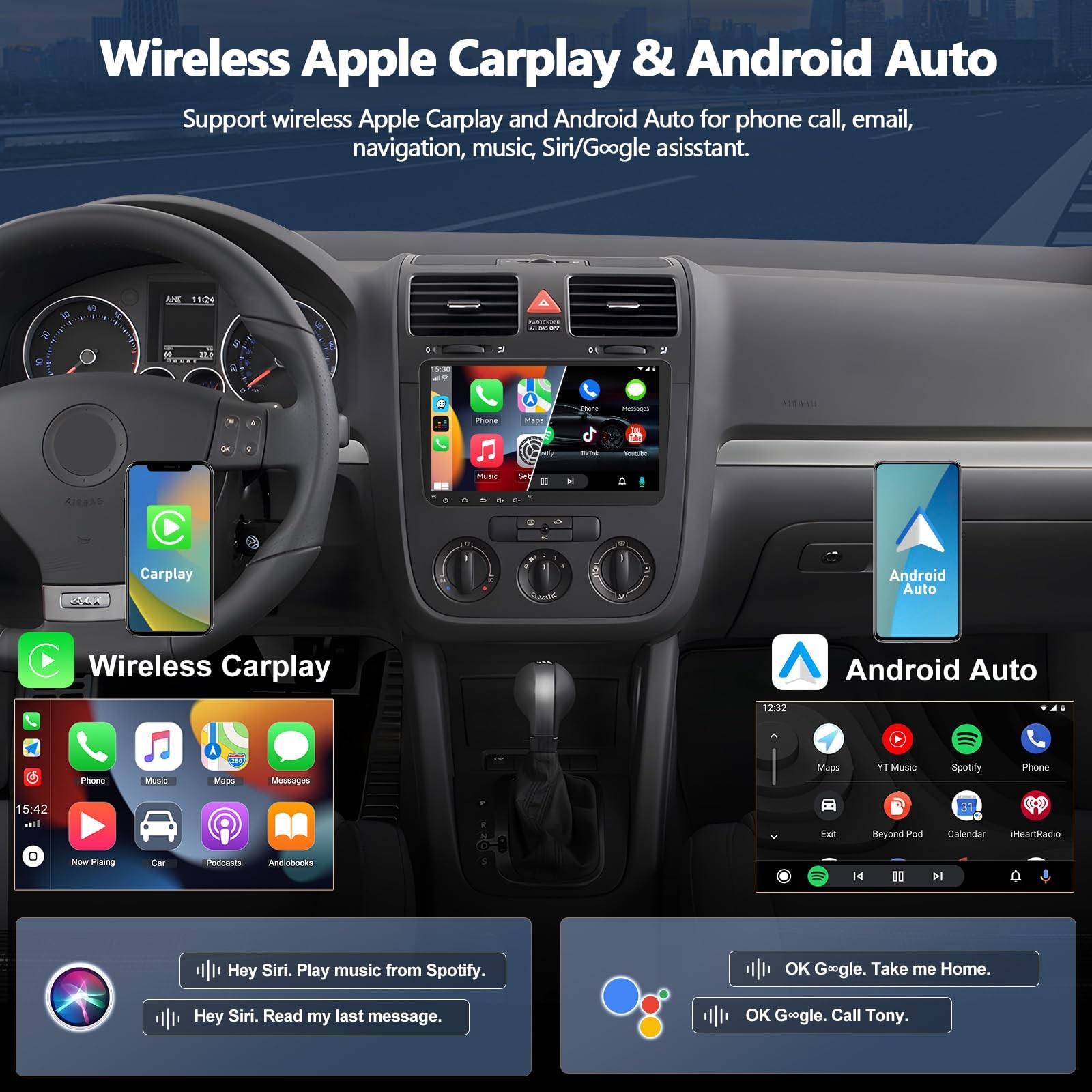 CAMECHO 9in Car Stereo VW Jetta 4+64GB