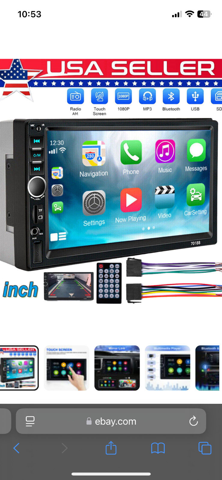 7″ Double 2 DIN Car Stereo Radio MP5 Touch Screen Bluetooth FM USB Mirror Link